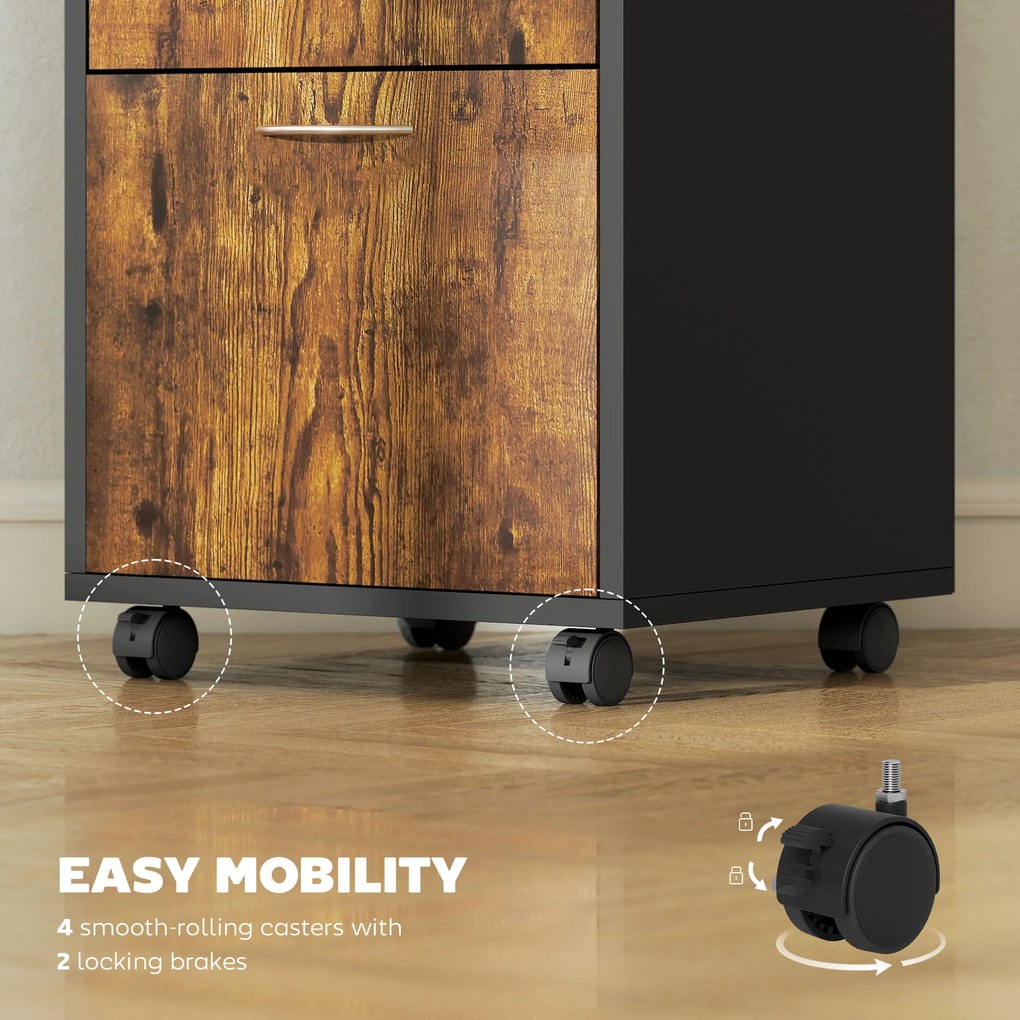 HOMCOM Dulap de Birou cu Raft Deschis, Sertar și Dulăpior, Maro | Aosom Romania