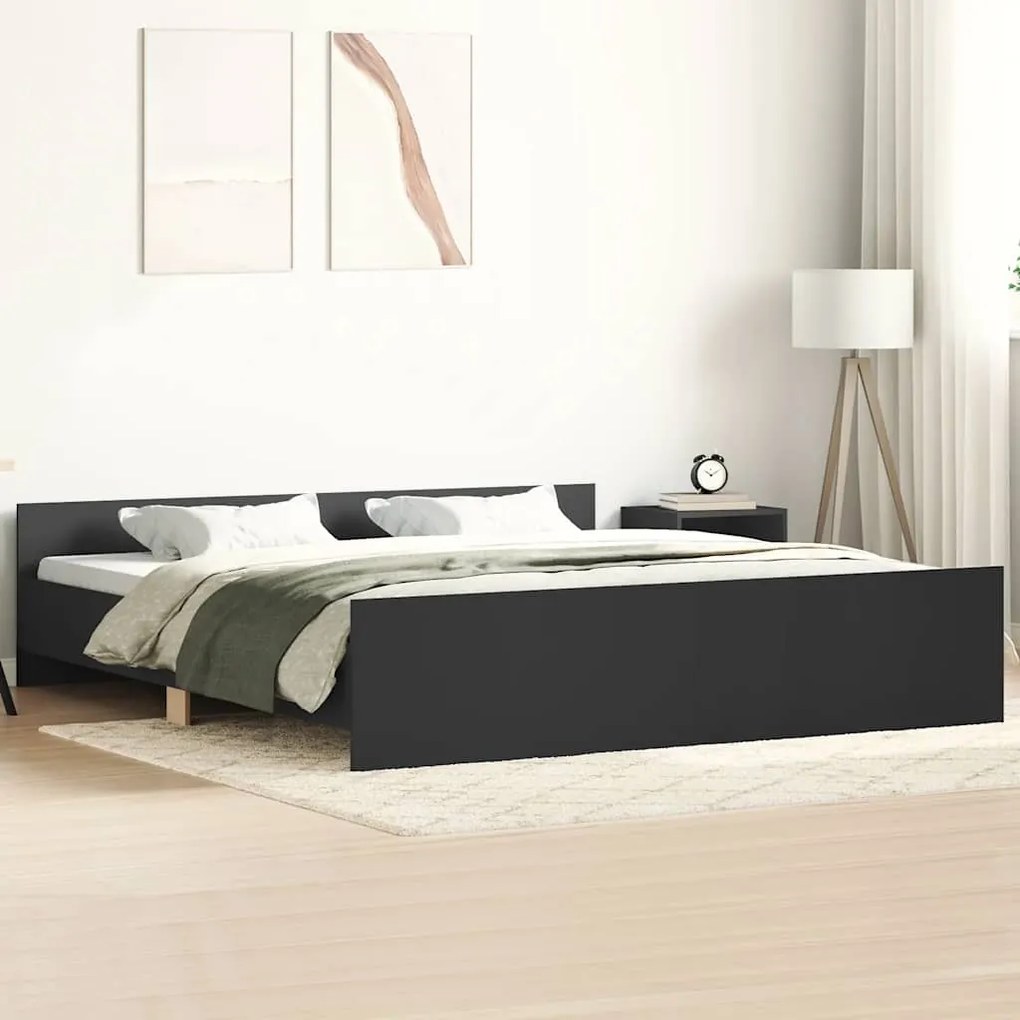 vidaXL Cadru pat cu tăblie la cap/picioare, negru, 180x200 cm