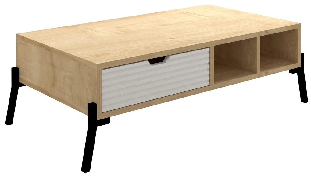 Set mobilier living Tretsilla (Stejar zafir + alb + negru). 1107151