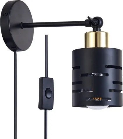 Aplica spot de perete cu întrerupător ELEN 1xE27/35W/230V negru/auriu