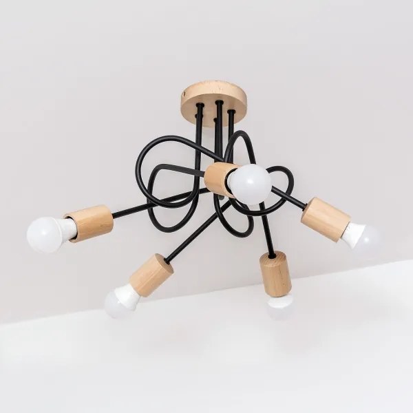 Lustră aplicată OXFORD 5xE27/15W/230V pin/negru