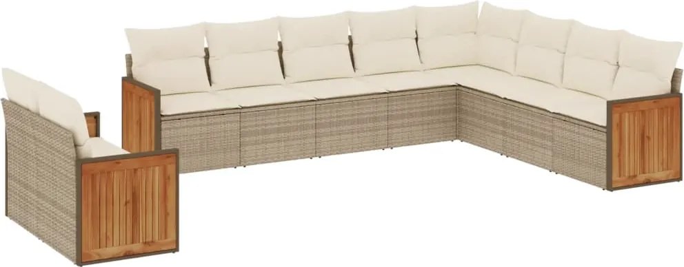 vidaXL Set canapele de grădină cu perne, 10 piese, bej, poliratan