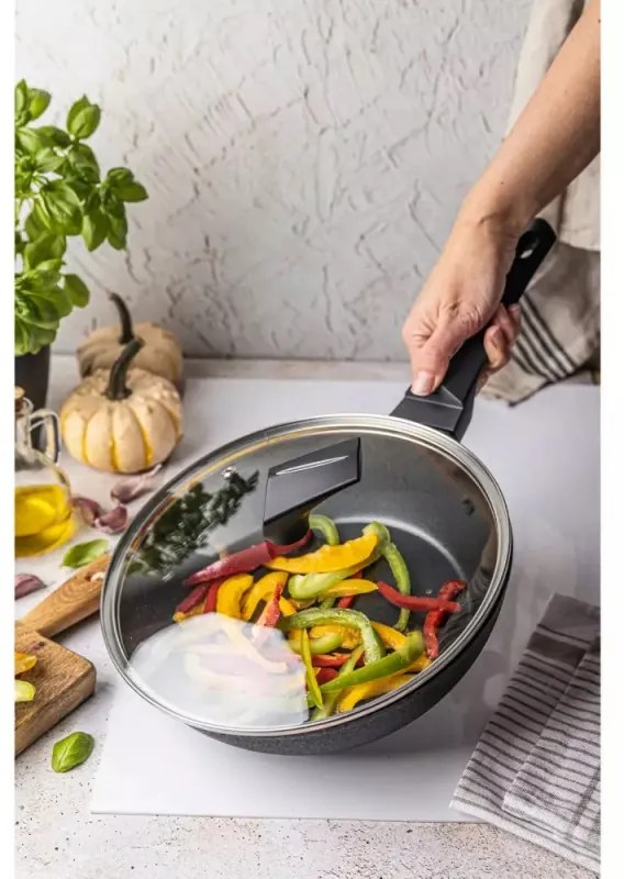 Tigaie adâncă Klausberg KB 7691, 24 cm, acoperire marmorată, compatibilă cu plitele cu inducție, negru
