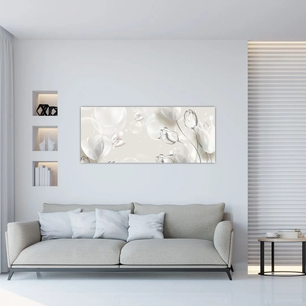 Tablou - Lalele între bule (120x50 cm)