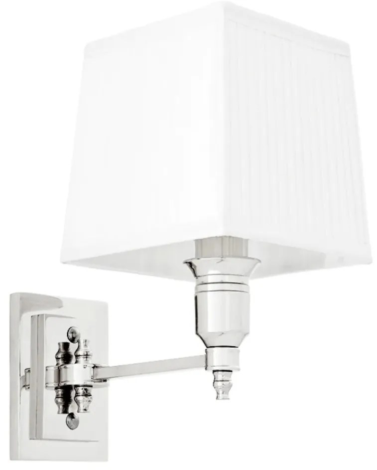 Aplica de perete moderna LUX, finisaj nickel cu abajur alb, Lexington Single 108634 HZ