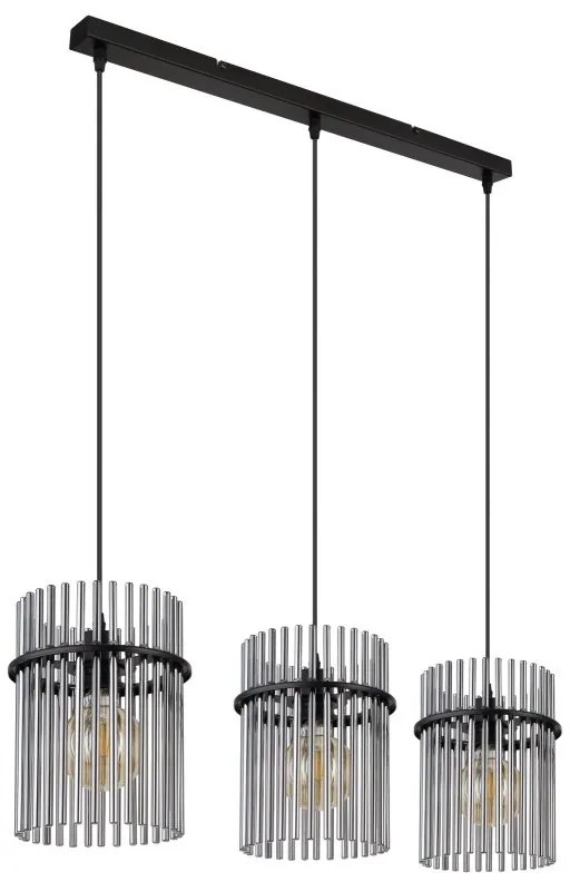 Lustra suspendata 3L design modern GORLEY negru, fumuriu