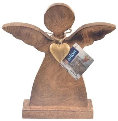Decor de Crăciun din lemn Orion ANGEL cu inimă demetal