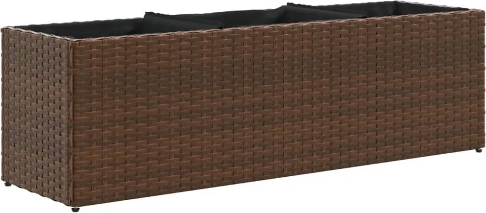 vidaXL Jardinieră de grădină cu 3 ghivece maro 105x30x32 cm poliratan