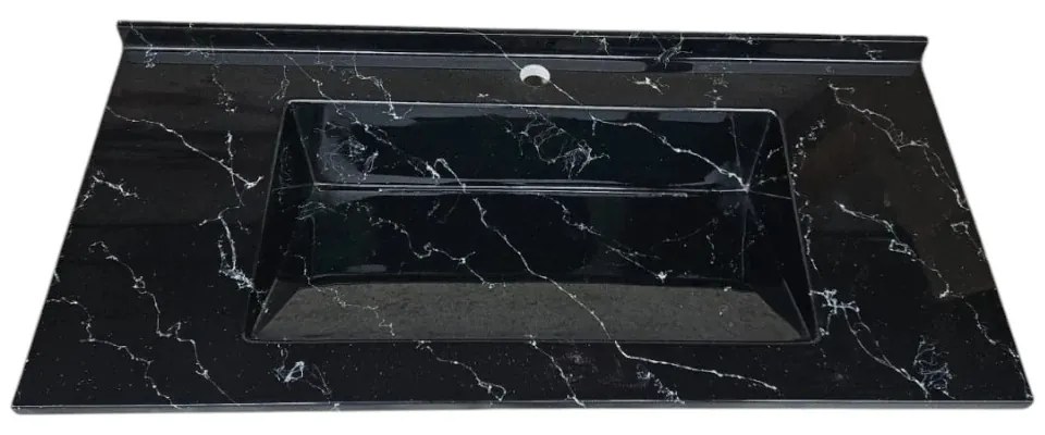 Lavoar(chiuveta) baie compozit granit, cu sifon ascuns, HouseXL LuxMarble, 61x47 cm, montaj pe blat sau masca, antibacterian, aspect marmurat