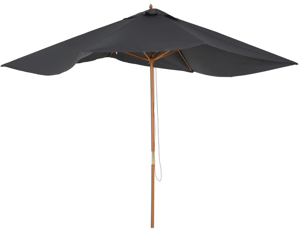 Outsunny Umbrelă de Grădină cu Frânghie și Orificii de Ventilație,  2.95x2x2.55 m, Gri Închis | Aosom Romania