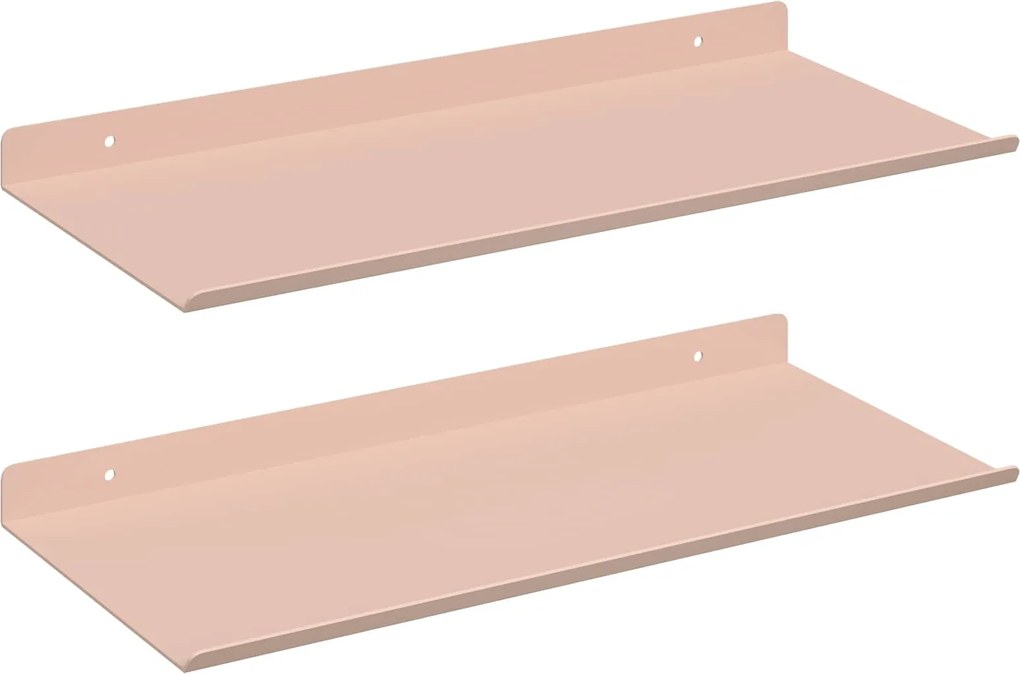 vidaXL Raft suspendat Pe perete 2 pcs Roz 40 x 18 x 2,5 cm Oțel