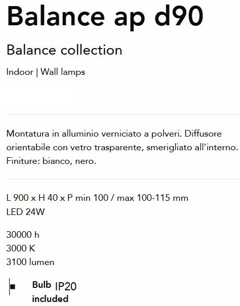 Aplica de perete Led orientabila Balance ap d90 neagra