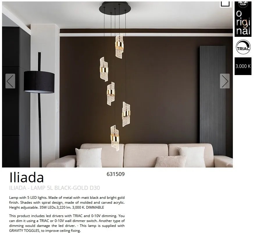 Lustra LED suspendata design elegant Iliada 5L