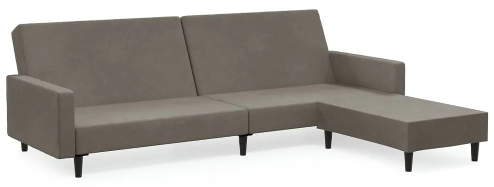 3080501 vidaXL Canapea extensibilă cu taburet, 2 locuri, gri deschis, catifea