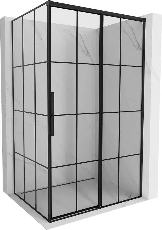 Mexen Rox cabina de duș glisantă dreaptă 155 x 70 cm, grilaj negru, negru - 8C2-155-070-70-77-P