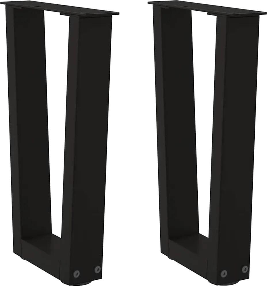 vidaXL Picioare pentru măsuță de cafea în formă de V, 2 buc., negru, 38x (42-43,3) cm, oțel