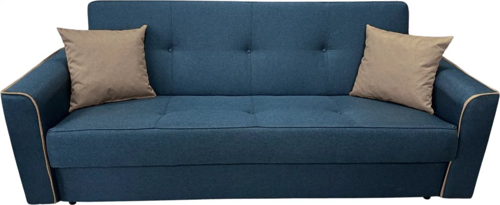 Canapea VERA extensibila, 3 locuri, lada de depozitare, stofa bleumarin + crem, 225x90x90 Bleumarin + Crem, Stofa