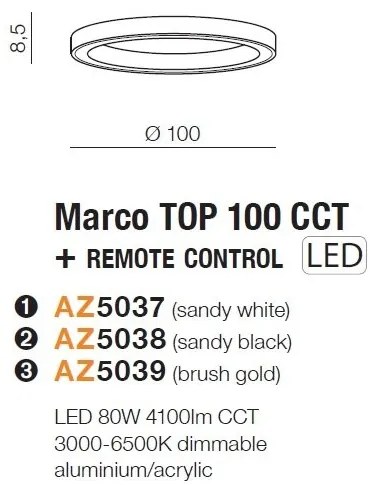 Lustra LED cu telecomanda design slim circular MARCO TOP 100 CCT BK