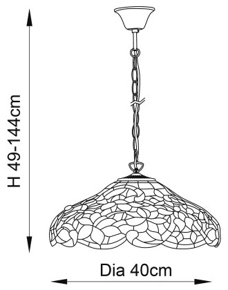 Endon 64325 - Candelabru Tiffany SULLIVAN suspendat pe lanț, 1 x E27, 60 W, 230 V, Ø 40 cm