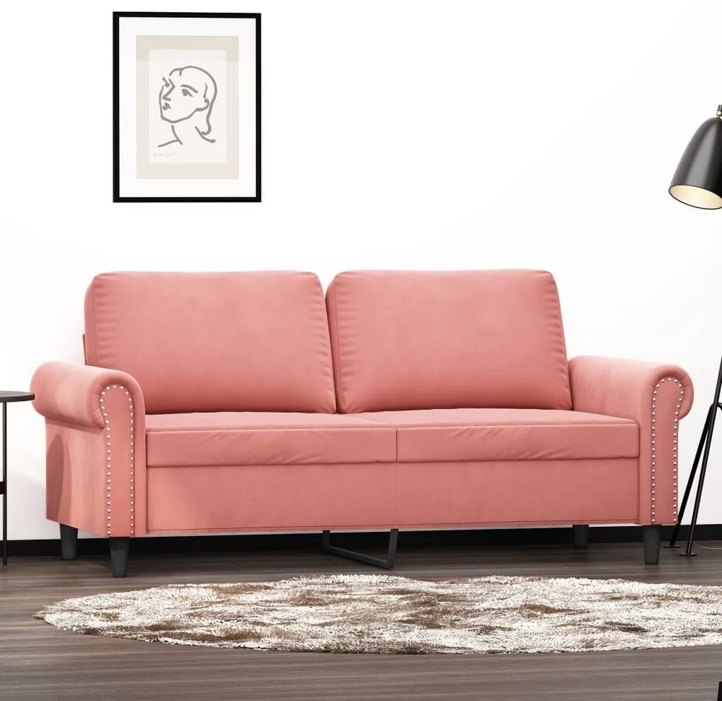 349160 vidaXL Canapea cu 2 locuri, roz, 140 cm, catifea