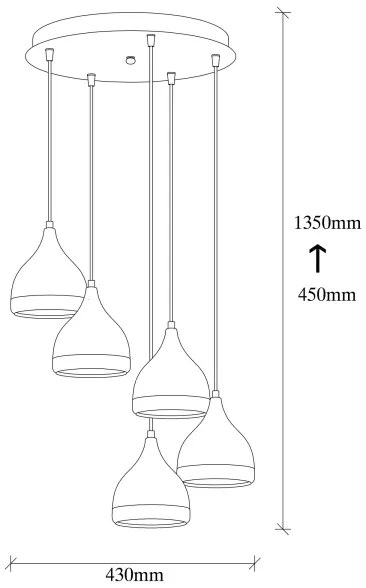 Lustră pe cablu YILDO 5xE27/40W/230V