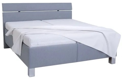 Pat tapițat ALIS 160 x 200 cm, cu spațiu de depozitare, fără saltea, gri deschis