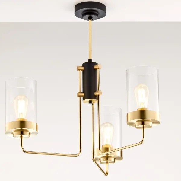 Jupiter 2087 - Lustru cu tija RAMIREZ 3xE27/15W/230V auriu/negru