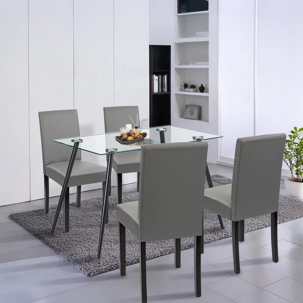 Set de masă Alen 4+1 negru-gri