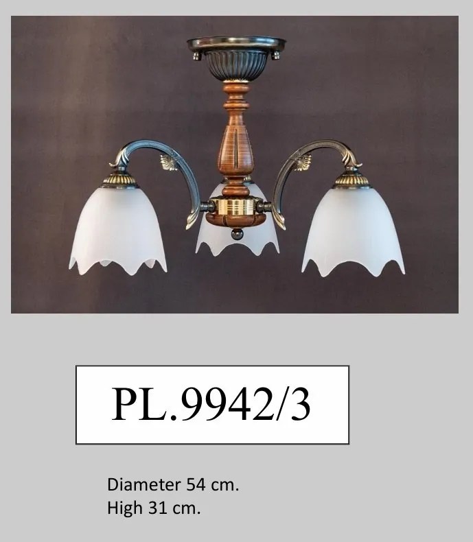 Lustra rustica aplicata cu 3 brate design italian 9942