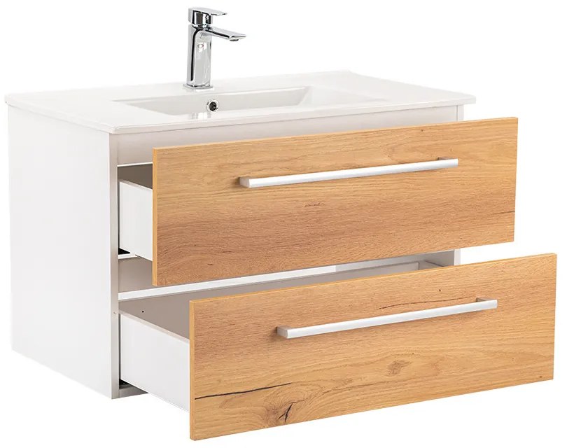 Mobilier complet de baie Vario Clam 80, stejar alb