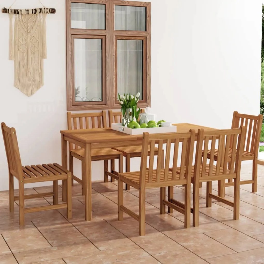 vidaXL Set de mobilier de grădină cu 7 piese, 160x80 cm, lemn masiv de tec
