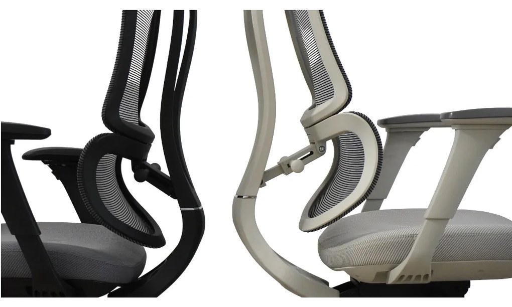 Ergodynamic Star Plus - Light Grey - Scaun de birou 4D, sezut translatie, suport lombar ajustabil 7 cm