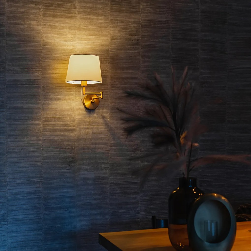 Aplică de perete din bronz cu capotă albă și braț reglabil - Ladas Deluxe