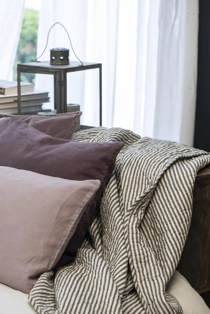 IB Laursen Patura din bumbac Culoare alb-maro, COLOURED STRIPES 180x130 cm