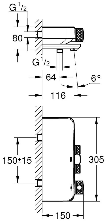 Coloana dus Grohe Vitalio palarie patrata 25 cm, baterie cada/dus termostat SmartControl (26698000 ,34718000)