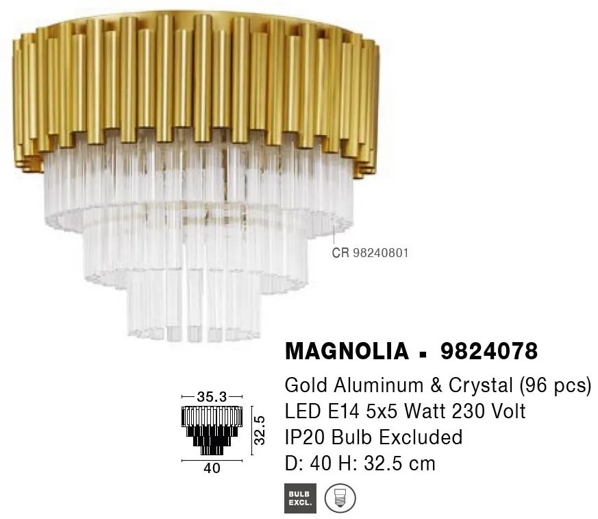 Lustra aplicata design elegant MAGNOLIA aurie