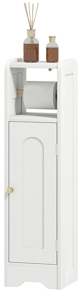 HOMCOM Mobilier baie mobilier toaletă WC depozitare îngust cu raft ajustabil economie spațiu pentru spații mici alb | Aosom Romania