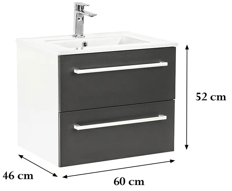 Dulap inferior Vario Clam 60 cu lavoar alb-antracit