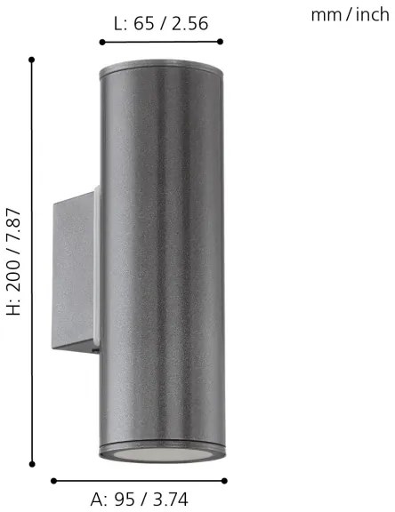 Eglo 94103 - Corp de iluminat LED exterior RIGA 2xGU10/3W/230V