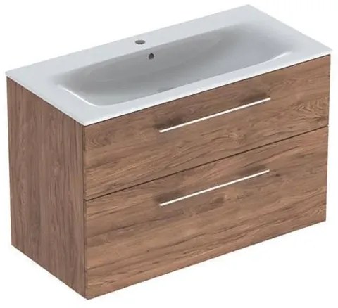 Set mobilier cu lavoar, Geberit, Selnova Square, nuc american hickory, 100 cm