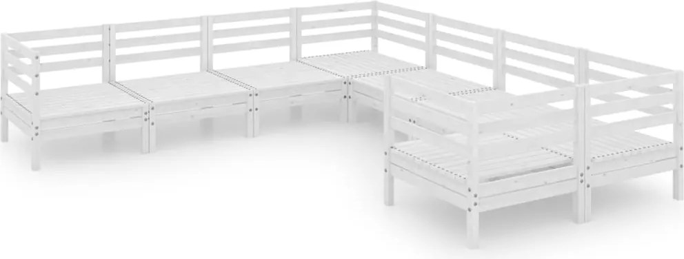 vidaXL Set mobilier de grădină, 8 piese, alb, lemn masiv de pin