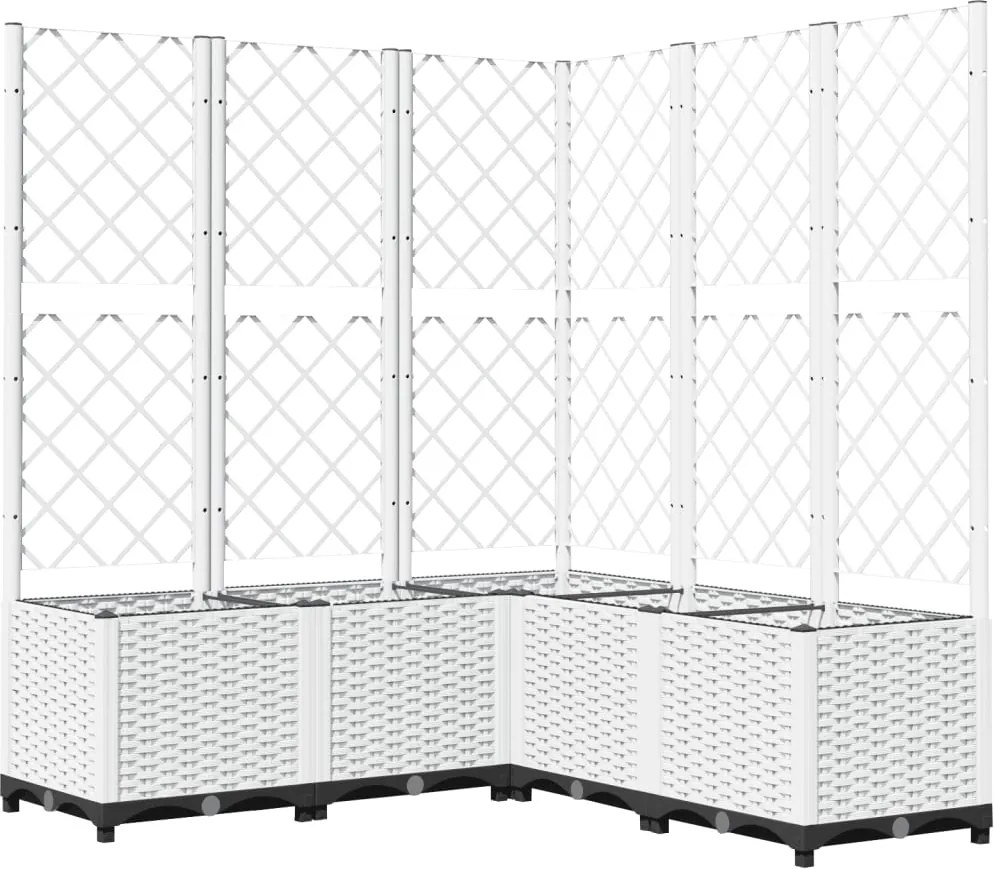 vidaXL Jardinieră de grădină cu spalier, alb, 120x120x136 cm PP