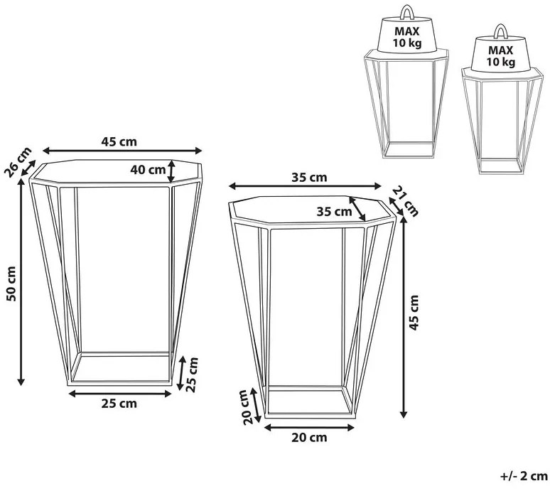 Set 2 mese de cafea SIENE (MDF) (auriu). 1018586