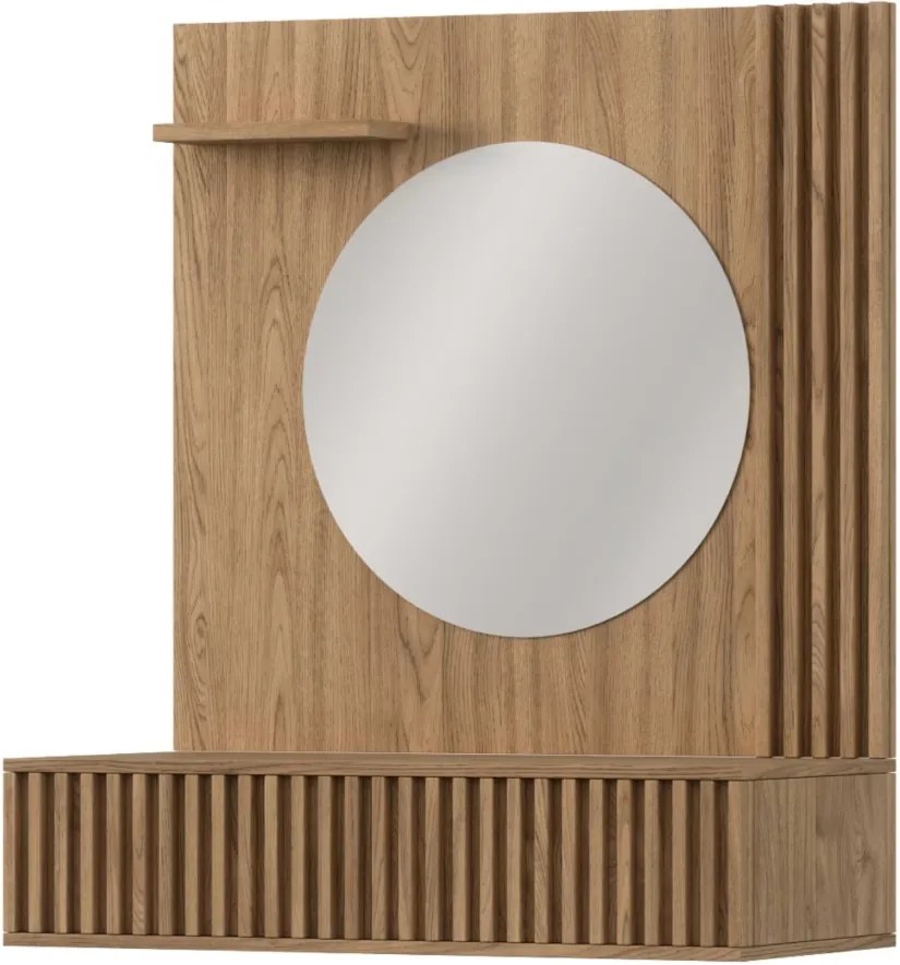 Masuta de toaleta cu oglinda si sertar ENTSIAN 85x40cm, stejar artisan