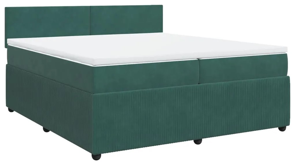 3287827 vidaXL Pat box spring cu saltea, verde închis, 200x200 cm, catifea