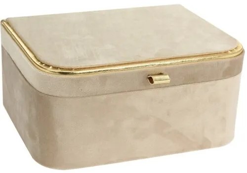 Cutie de bijuterii Velvette, bej, 23 x 17 x 10,5 cm