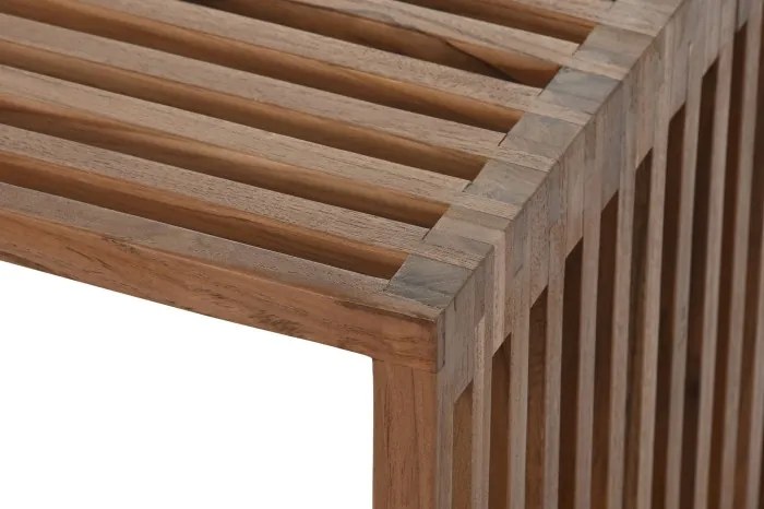 Set 2 măsuțe de cafea dreptunghiulare din lemn de tec, maro, cu blat din lamele, finisaj natural, 50 x 118 x 64 cm, „Selvar” – Ethnic Collections