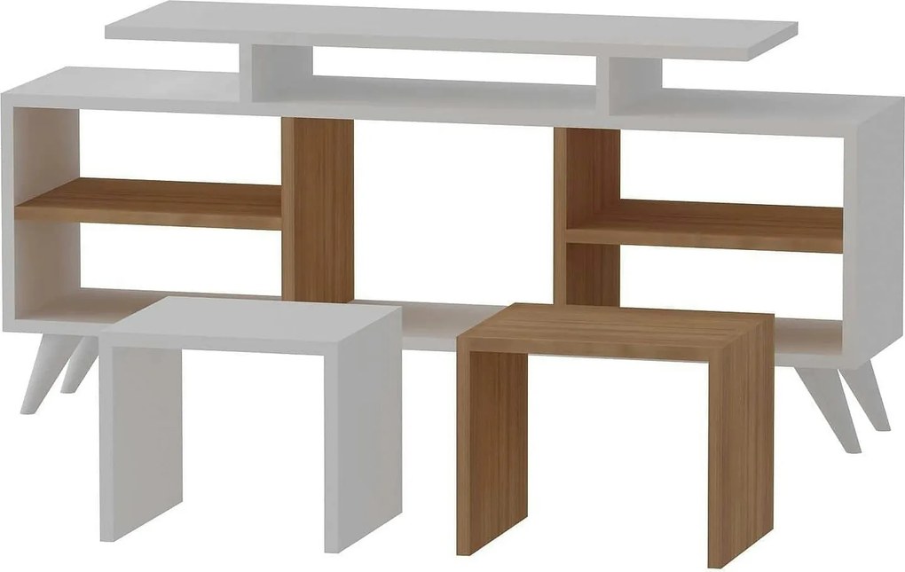 Mobilier living KUTAY, alb/stejar artisan, PAL melaminat, 3 piese, 120