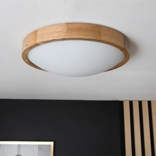 BRILAGI-LED plafonieră dimabilă RGBW CARVALHO SLIM, 2x E27/12W/230V, Wi-Fi, stejar, Ø37 cm