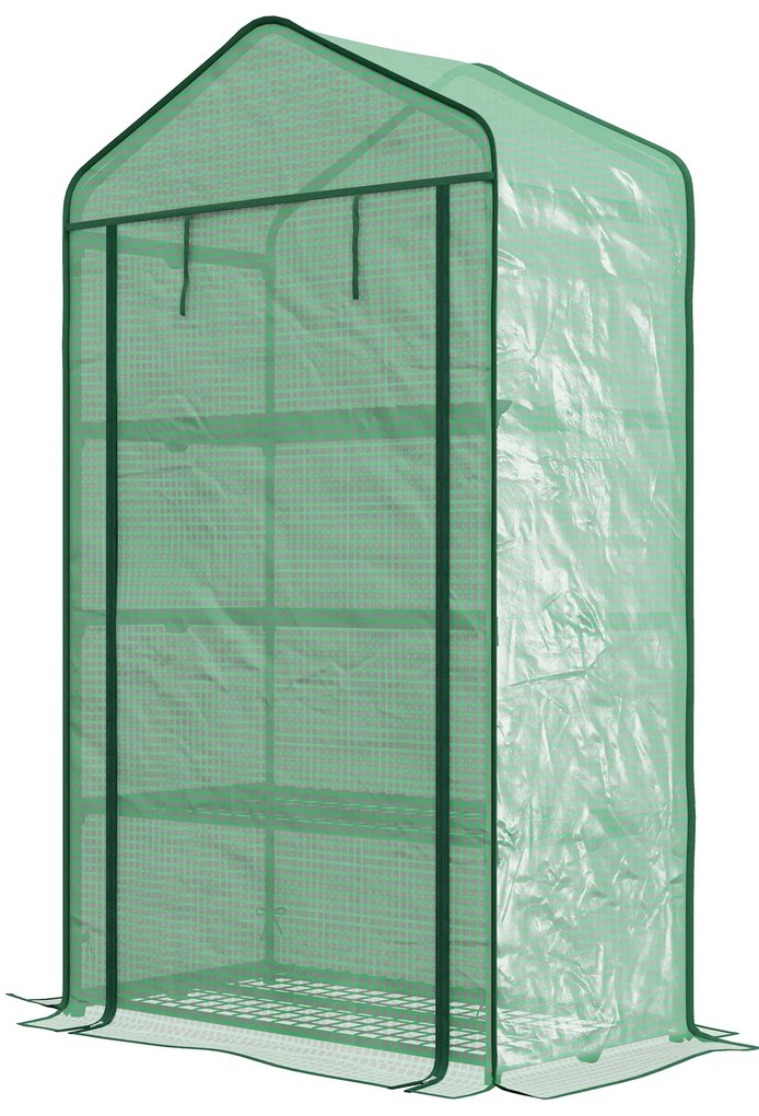 Outsunny Seră de Grădină Balcon cu Rafturi 4 Nivele 90L x 49l x 160H cm Oțel galvanizat folie Detasabila PE Densitate înaltă Verde | Aosom Romania